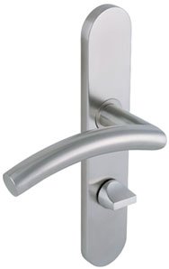 Vachette Linox 494 Set of Door Handle on Small Plate, Comma Handle, L-Key, Bedroom and Office Door Spacing 195 mm