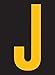 Reflective Letter Label, J, 2-1/2in H, PK25