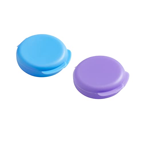 EZY DOSE Daily Round Portable On-The-Go Pocket Pharmacy Pill Box Organizer and Vitamin Containers Snap Shut Lids Perfect for Traveling Blue and Purple 2 Pack BPA Free