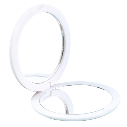 AMZLORD Espejo pequeño de doble cara redondo plegable de viaje espejo de maquillaje ovalado portátil para bolsillo de bolso