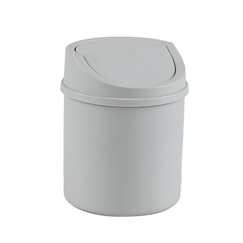 Image of Knifefish 0.5 Gallon Plastic Countertop Waste Bin with Swing Lid, Tiny Garbage Can, Mini Desktop Trash Can, Gray