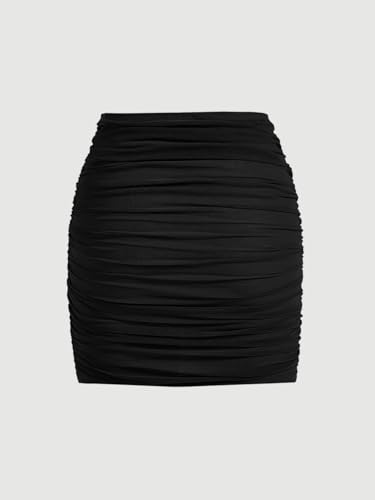 Women's Flowy Trendy Skirt Elegant Solid Ruched Wrap Skirt4