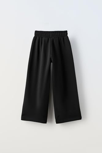 Image of Alan Jones Clothing Girls Mid Rise Solid Cotton Wide Leg Trackpant | French Terry Fabric | Relaxed Fit