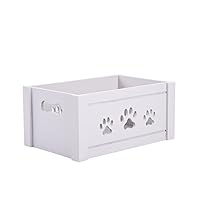 green leaves Paw Shaped Cutout Dog Toys Chest Gift Hampers Storage Collection Box Wooden Crates Gift Hampers (Grey, Large)