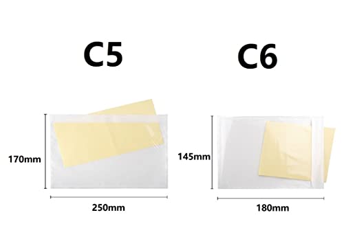 LÖWENBISS 100 Stk Lieferscheintaschen DIN C6(14,5X18cm) transparent selbstklebende Begleitpapiertaschen Rechnungstaschen (14,5X18cm)
