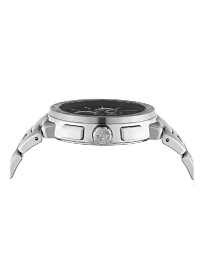 Versace Mystique Chrono Collection Luxury Mens Watch Timepieces with a Silver Bracelet Featuring a Stainless Steel Case and a Black Dial2