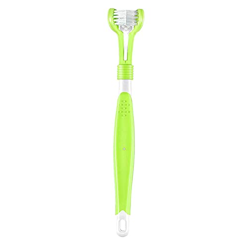 Pet Toothbrush, Dog Toothbrush, Cat Toothbrush, Handle Toothbrushes Finger Toothbrushes for Small to Big Cat Dog, 3 Sided Green