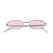 ADE WU Fashion Rectangle Sunglasses for Women Men Retro Small y2k 90s Unisex Narrow Rectangular Rose Colored Sun Glasses,Silver/Pink Tinted Lense