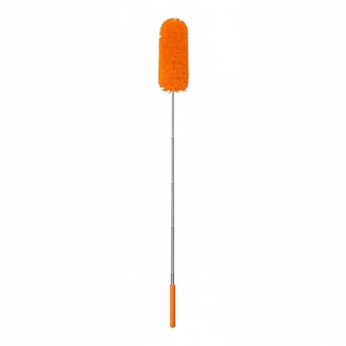 Image of Tanlade 1 Pcs Microfiber Feather Duster for Cleaning, Extendable 13-31 Inch Ceiling Fan Duster with Bendable Head, Washable Tools for Ceiling Fans, Furniture, Car, Cobwebs (Orange)