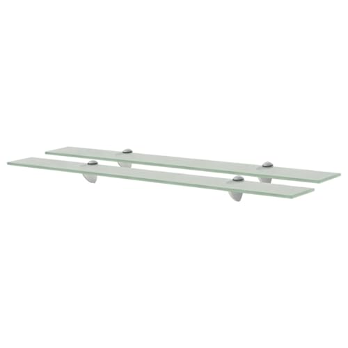 Vopese Estantes flotantes 2 Unidades Vidrio 8 mm 80x20 cm,Estanteria Ducha Cristal Baldas Flotantes Pared Repisas Estantes de Almacenamiento para Salon, Dormitorio, Baño Blanco