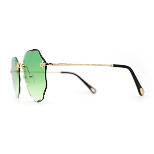 SA106 Flower Petal Beveled Lens Edge Rimless Lagre Round Sunglasses3