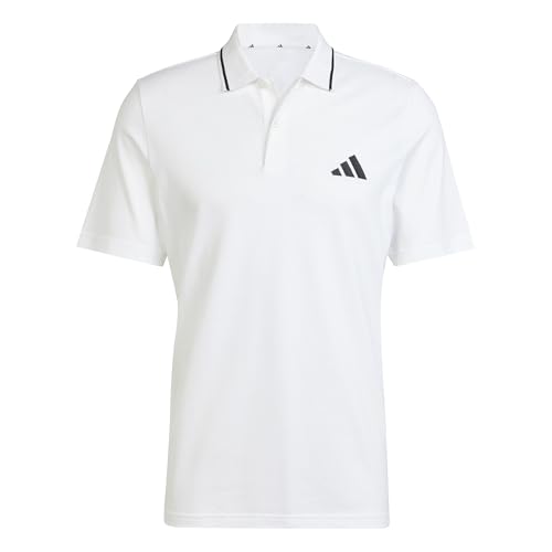 adidas Herren Essentials Small Logo Pique Polo Shirt, White/Black, M