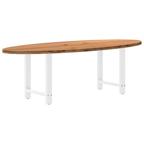 QUAHEAS Esstisch Hellbraun 240x100x74 cm Massivholz Eiche Oval, Robustes Esszimmer Tisch Set für 8 Personen, modernes Design für Küche & Essbereich QUAHEAS Esstisch Hellbraun 240x100x74 cm Massivholz Eiche Oval, Robustes Esszimmer Tisch Set für 8 Personen, modernes Design für Küche & Essbereich
