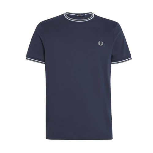 Fred Perry Camiseta de doble punta, Dark Airforce/Lila/Bayleaf, Dark Airforce/Lila/Bayleaf, L