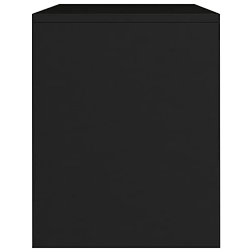 Mesilla de noche negra de madera de ingeniería con superficie de 40 x 30 cm 7