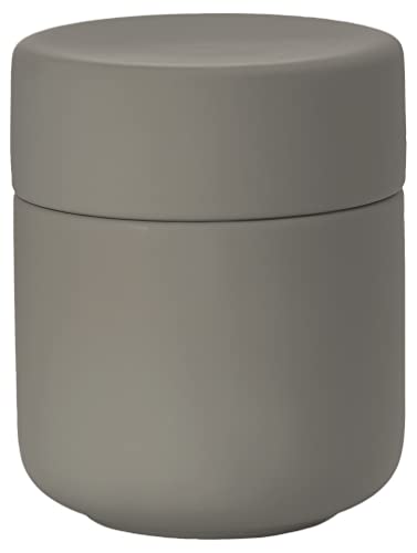 Zone Denmark Ume Ceramic Cosmetic Box with Lid Diameter 8.3 cm Height 10.3 cm Taupe, Height 10,3 cm - Diameter 8,3 cm