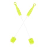 KOMBIUDA Spazzola per Bottiglie Manico lungo 2 Pezzi, Scovolino per Biberon e Tazze Termiche a Collo Stretto, Detergente Multiuso Impugnatura Ergonomica e Design ad Anello per Uso
