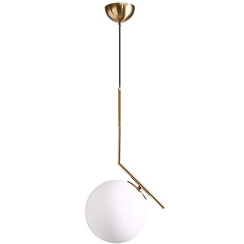 Suspension en verre et métal en laiton rétro | Luminaire de plafond sphérique pour un loft élégant