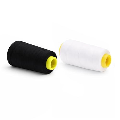 Image of Mandala Crafts Black White Thread Cones for Machine and Hand Quilting - 4800 Yds 50 WT Multiple Purpose Mercerized 100% Cotton Threads for Sewing Machine Serger Embroidery