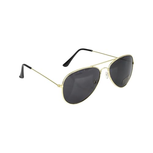 Image of Dark Gold Rimmed Aviator Sunglasses Top Gun or Pilot Halloween Costume with UV Protection (Dark Lenses Gold Frame)