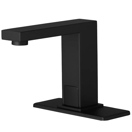 Greenspring G-18121-B Touchless Bathroom Faucet Automatic Commercial Modern Sink Facuet Single Hole Vanity Tap, Hands-Free Faucet With Hot And Cold Mixer Control, Battery Or Plug-In Powered, Black cover