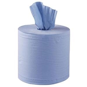DSTOCK60 - Lot de 6 rouleaux à dévidage central - Bleu - 450 formats - Idéal pour une utilisation dans la restauration - Double épaisseur