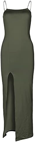 PRIMODA Women's Bodycon Maxi Dress Thigh-High Slit Wedding Guest Club Formal
