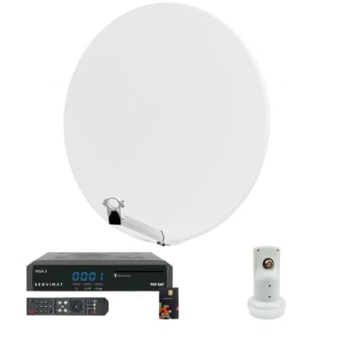 Pack - Parabola satellitare in fibra composita, 85 cm + LNB singolo + Vega 3 ricevitore TV satellitare Full HD + scheda