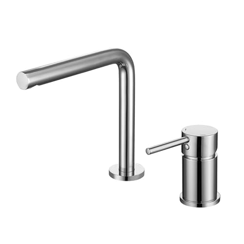 Mitigeur de lavabo 2 trous en laiton chromé eau chaude et froide pour salle de bains