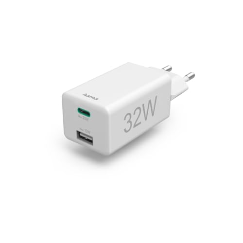 Hama | Adaptador de Carga USB C y USB A (Carga rápida, 32W, Alta...