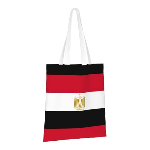 Egyptian Flag Print Polyester Canvas Tote Bag, Shopping Bag With Reinforced Handles, Reusable2