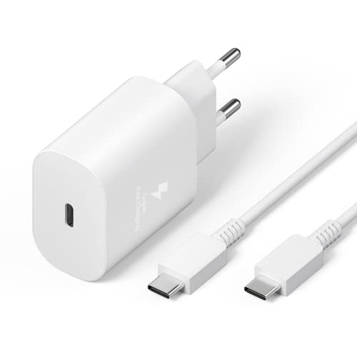 25W Chargeur USB C Rapide pour Samsung Galaxy A13 5G A34 A54 A14 A33 A53 A52, S23 S22 S21 Ultra S21 S21 FE S21 Plus S20, A72 S10 S9 Z Flip 4 Super Fast Charging Samsung Type C Adaptateur Charge Prise