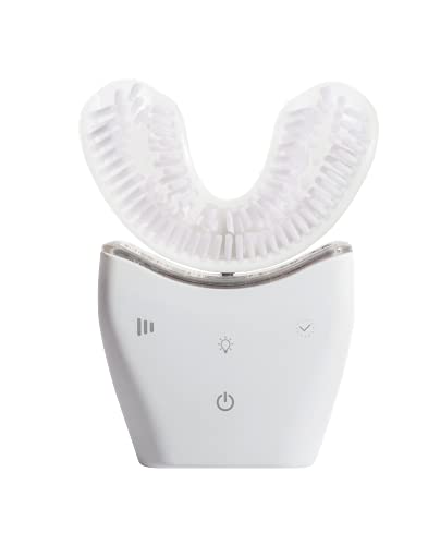 autobrush Pro Adults U-Shaped Automatic Toothbrush - 360° Whole Mouth Electric Toothbrush with Soft Nylon Bristles & LED Lights - Rechargeable & Waterproof (Single-Sided, White)