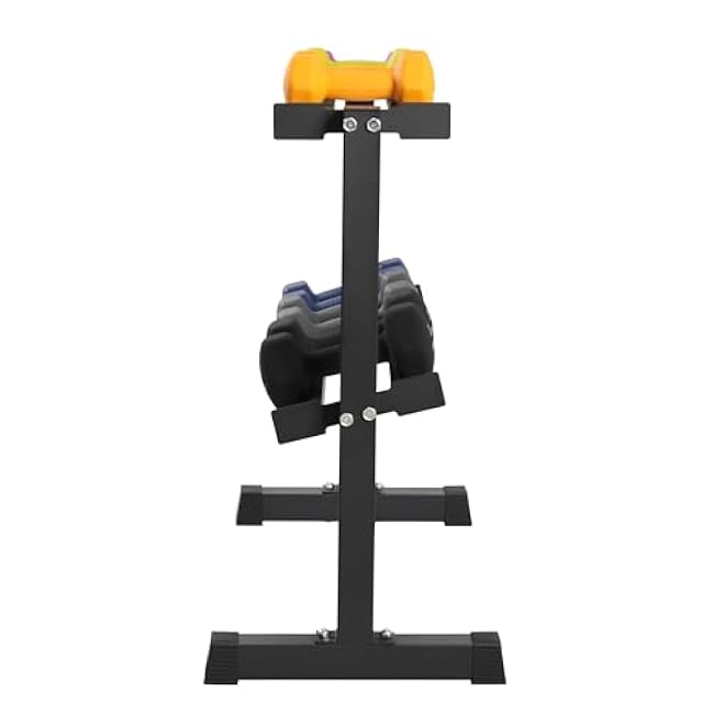 HolaHatha 3, 5, 8, 10, 12, and 15 Pound Neoprene Coated Grip Hexagon Non Slip Dumbbell Weights with Rack for Strength Training Workouts, Multicolor