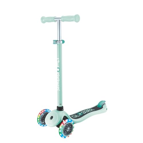 Globber Primo Lights - Patinete de 3 Ruedas para niños de 3 a 7 años, Color Verde Pastel