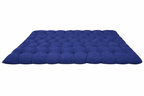 Image of ATOOTFUSION Soft Cotton Quilt | Foldable Light Weight Filled Single Firm Cotton Quilt Mattress| Gadda (Solid Coloured, 2 Sleeping Capacity, 5 x 6 ft or 72 x 60 Inches Queen) (Navy Blue)