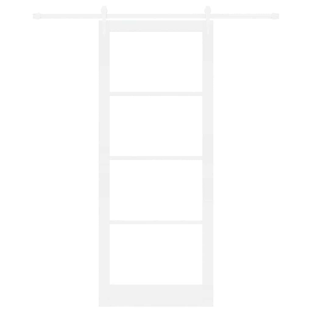 vidaXL Drzwi przesuwne 93 x 232 cm Lite drewno sosnowe i szkło Biały | Minimalistyczny design pasuje do każdego wnętrza, Wszystko, co potrzebne, jest w komplecie, co sprawia,