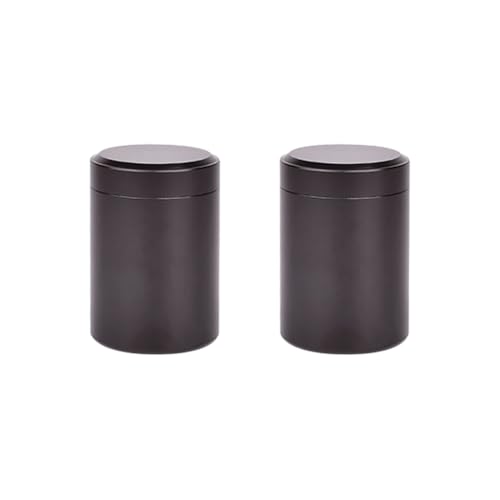 HugeDE 2 Pcs 70ml Aluminium Storage Jars Metal Airtight Bottles Portable Spice Jars Small Tea Tins Loose Leaf Tea Containers Multi-purpose Storage Vessels Coffee Bean Containers Black