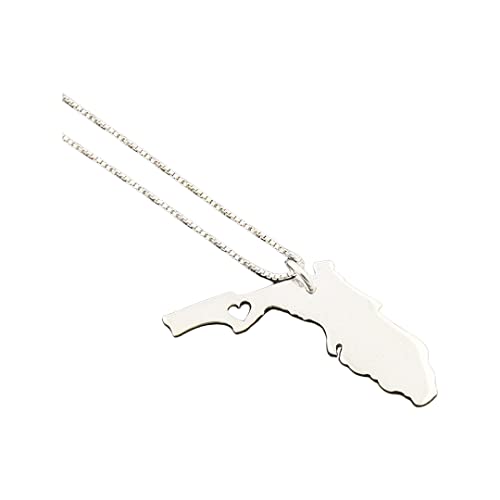 Florida Necklace Personalized Florida State Necklace Sterling Silver State Necklace With Heart Hometown Gift Love Florida #TOP6