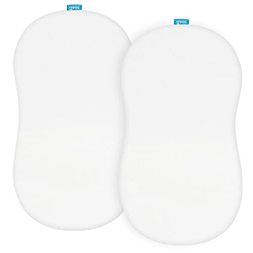 Image of 100% Cotton Bassinet Sheets Compatible with Halo Bassinest Swivel, Flex, Glide, Premiere & Luxe Series Sleeper, 2 Pack, Ultra Soft Bassinet Sheet for Baby, White