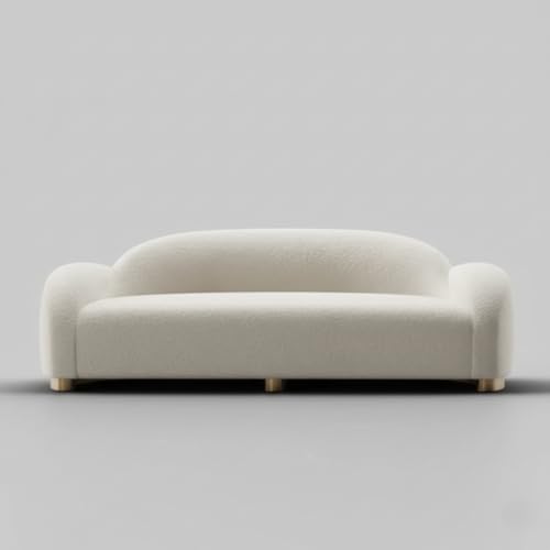 Image of 3 Seater Curved Sofa Made in Marandi & Teak Wood Frame and Metal Base with Premium Fabric for Home Furniture (111821262 3S)