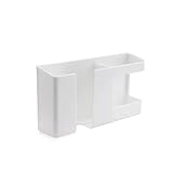 KAJHSTLOZ 2 In 1 Wall-mounted Mobile Phone Remote Control Storage Box Multifunctional Punch-free Storage Rack Wall Debris Storage Holders(White)