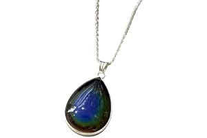 Mystical Mood Necklace for Boys: Silver Sense Stone Necklace, Mood Color Changing Pendant