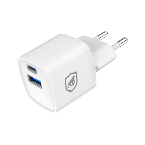 Gshield Carregador de Parede Universal 20W Ultra Rápido Tipo C + USB-A Power Delivery com Chip GaN, Compatível com iPhones e Certificado Anatel, Ultra Slim Branco
