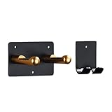 Universal Hair Dryer Holder, Frosted Black Gold Bathroom Wall Mounted Organizer, 2 Mounting Options for Wall Cabinet Door(Standard Set (2pcs))