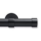 MODE Cambria Designer Series - Premium 11 foot Custom Curtain Rod - 1-1/8 inch Large Diameter - Non-Adjustable for a Seamless Look - Premium Designer Brackets and End Caps - Satin Black Finish