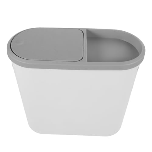 Caneca de basura rectangular blanca de plástico con tapa