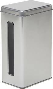 Lujo - Lata rectangular de 500 gramos con ventana - Plata - Lata de té - Lata de café - Caja de té - Lata de almacenamiento - Tarro de almacenamiento - Cajas de almacenamiento