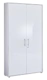 moebel-dich-auf Aktenschrank TABOR hoch in lichtgrau weiß Hochglanz 2 Türen (B/H/T): 84,4 x 185,6 x 33 cm