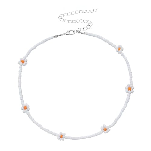 Collier de perles colorées en argent, le cadeau idéal style pâquerette vintage